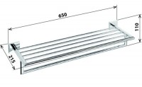 Bemeta BETA polička na ručníky s hrazdou 655x110x215 mm, chrom   132205072